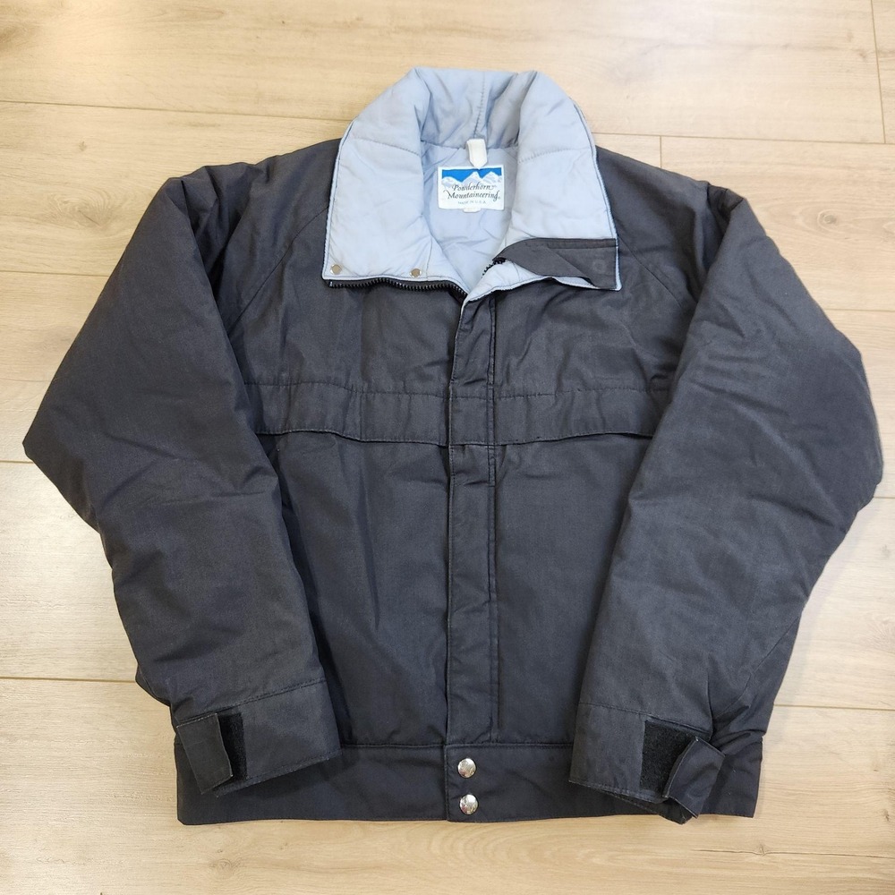 Vintage Powderhorn Mountaineering Jacket Mens Large Gray Insulated Ski USA